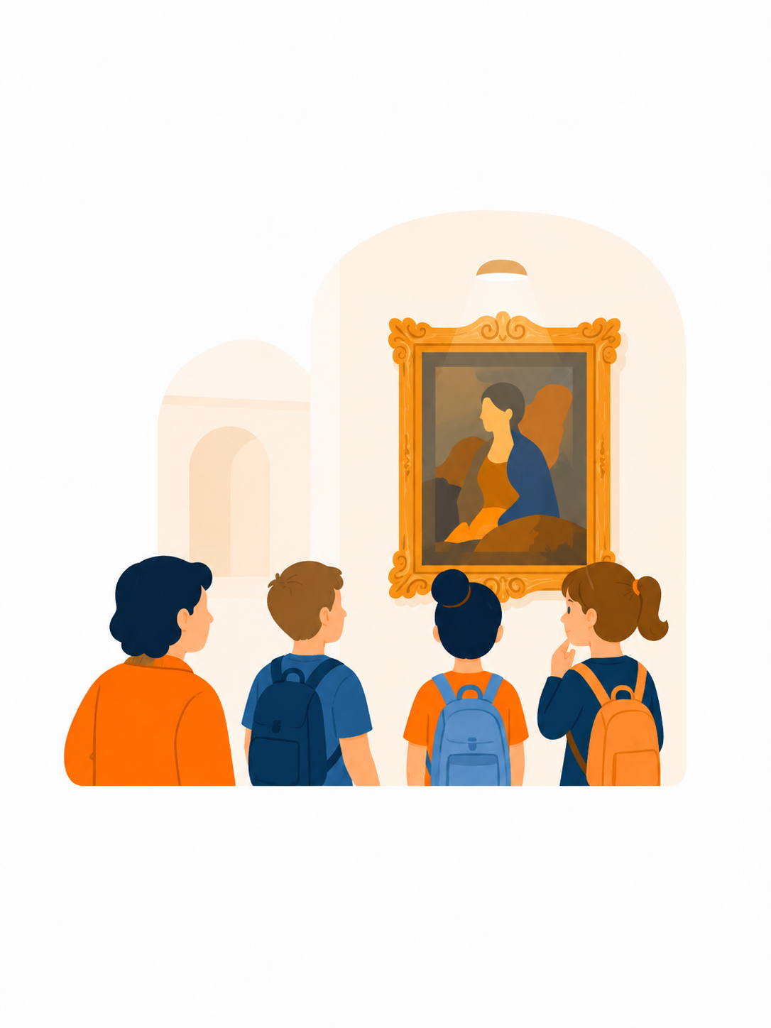 Classe devant une œuvre dans un musée